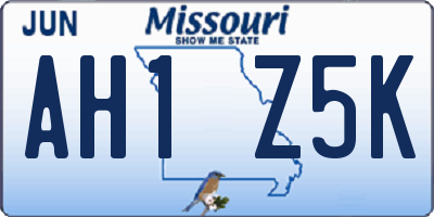 MO license plate AH1Z5K