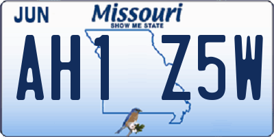 MO license plate AH1Z5W