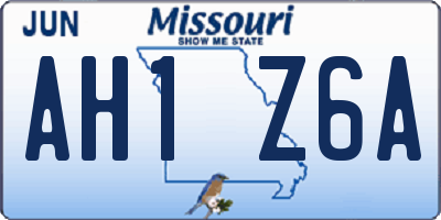 MO license plate AH1Z6A