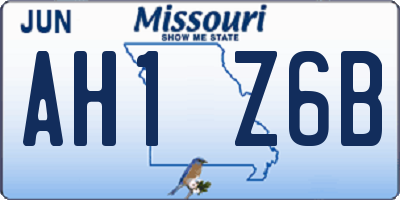 MO license plate AH1Z6B