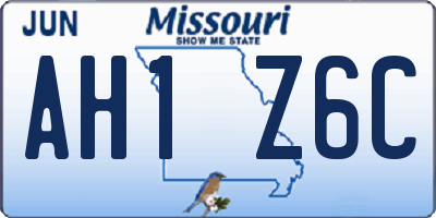 MO license plate AH1Z6C