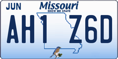 MO license plate AH1Z6D