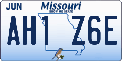 MO license plate AH1Z6E