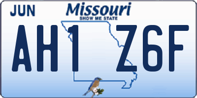 MO license plate AH1Z6F