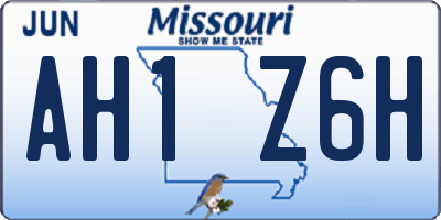 MO license plate AH1Z6H