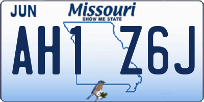 MO license plate AH1Z6J