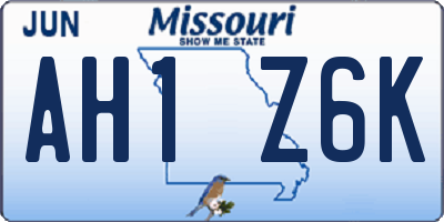 MO license plate AH1Z6K