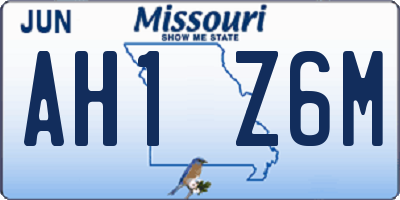 MO license plate AH1Z6M