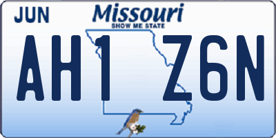 MO license plate AH1Z6N