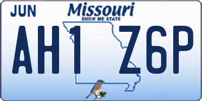 MO license plate AH1Z6P