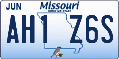 MO license plate AH1Z6S