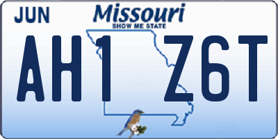 MO license plate AH1Z6T