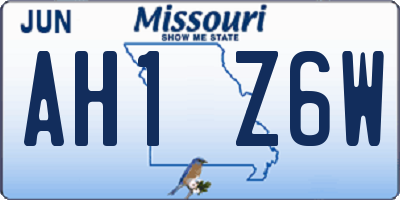 MO license plate AH1Z6W