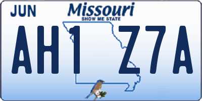 MO license plate AH1Z7A