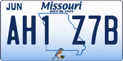 MO license plate AH1Z7B