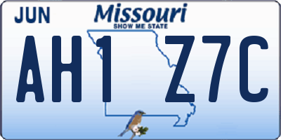 MO license plate AH1Z7C