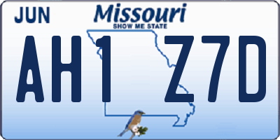 MO license plate AH1Z7D