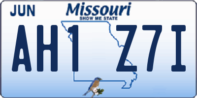 MO license plate AH1Z7I