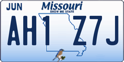 MO license plate AH1Z7J