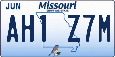 MO license plate AH1Z7M