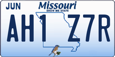 MO license plate AH1Z7R