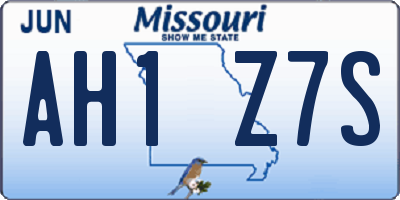 MO license plate AH1Z7S