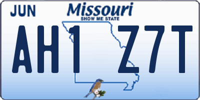 MO license plate AH1Z7T