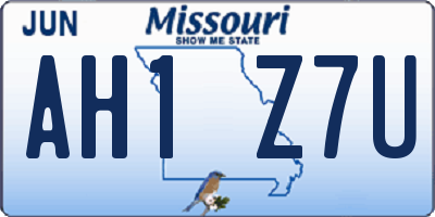 MO license plate AH1Z7U