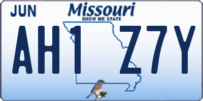 MO license plate AH1Z7Y