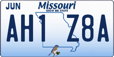 MO license plate AH1Z8A