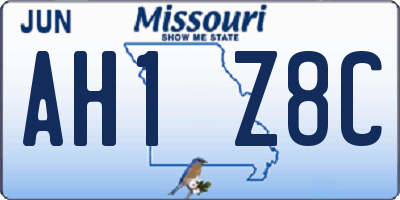 MO license plate AH1Z8C