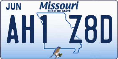 MO license plate AH1Z8D