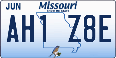 MO license plate AH1Z8E