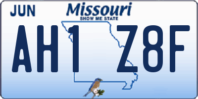 MO license plate AH1Z8F