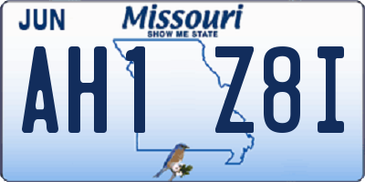 MO license plate AH1Z8I