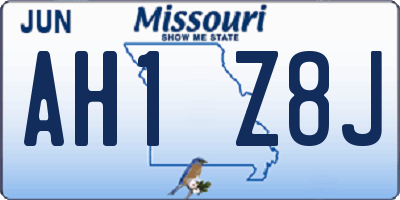 MO license plate AH1Z8J