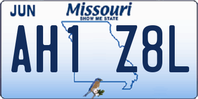 MO license plate AH1Z8L