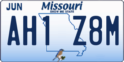 MO license plate AH1Z8M