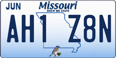 MO license plate AH1Z8N