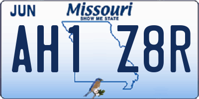 MO license plate AH1Z8R