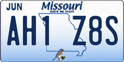 MO license plate AH1Z8S