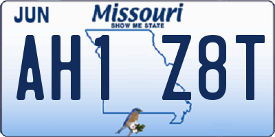 MO license plate AH1Z8T