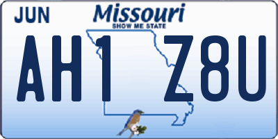 MO license plate AH1Z8U