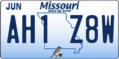 MO license plate AH1Z8W