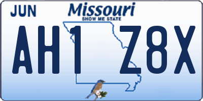 MO license plate AH1Z8X