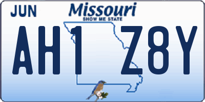 MO license plate AH1Z8Y