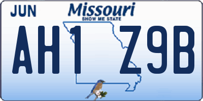 MO license plate AH1Z9B