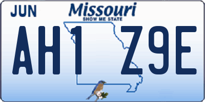 MO license plate AH1Z9E