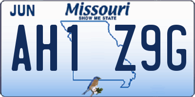 MO license plate AH1Z9G