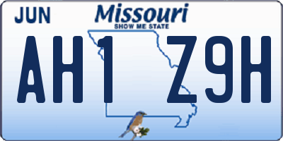 MO license plate AH1Z9H